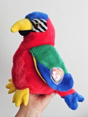 TY Beanie Buddy Jabber Parrot Macaw Plush 9.5" 1999 Original Hang Tag Stuffed
